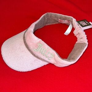 NWT JUICY COUTURE Pink & Cocoa Brown Terry Visor Embroidered Logo Vintage Rare!
